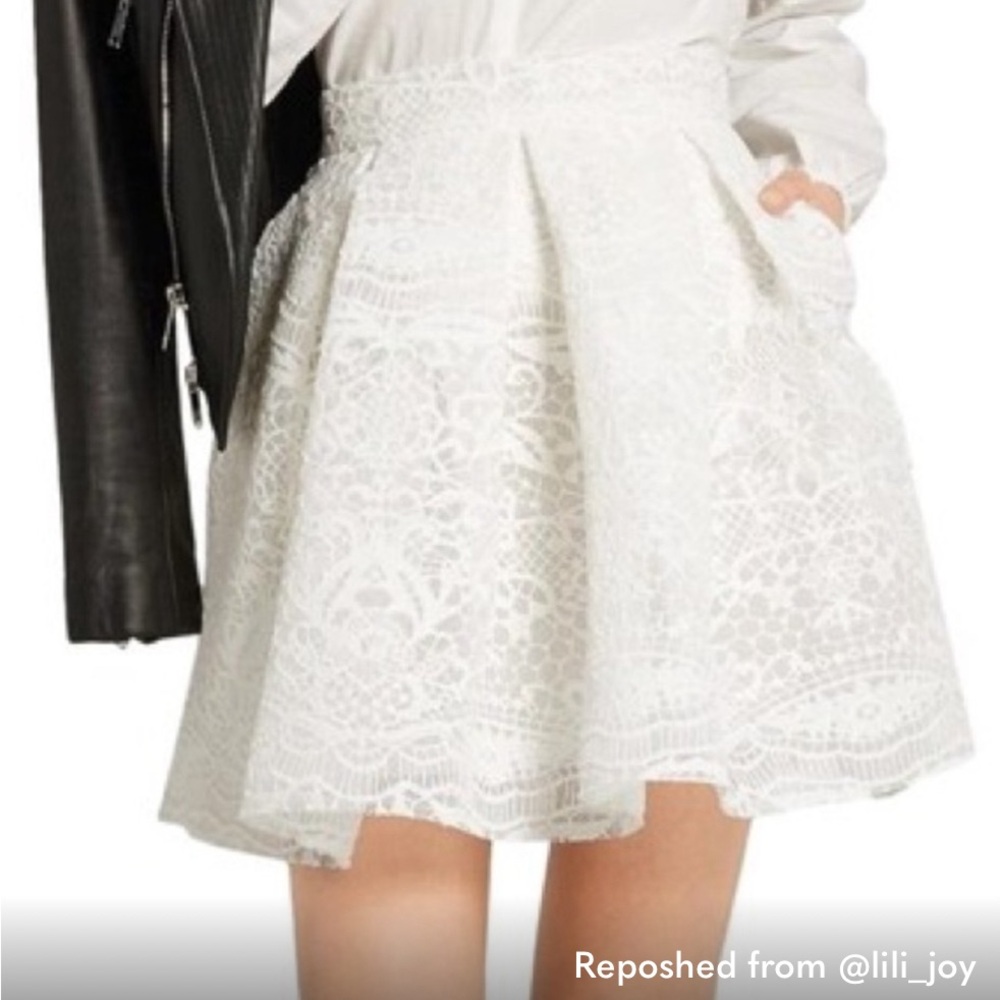 Maje White Lace Mini Skirt